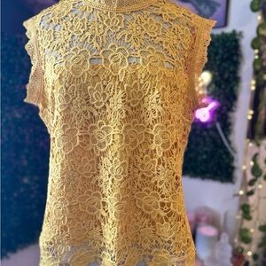 Nanette Lepore Yellow Lace Blouse